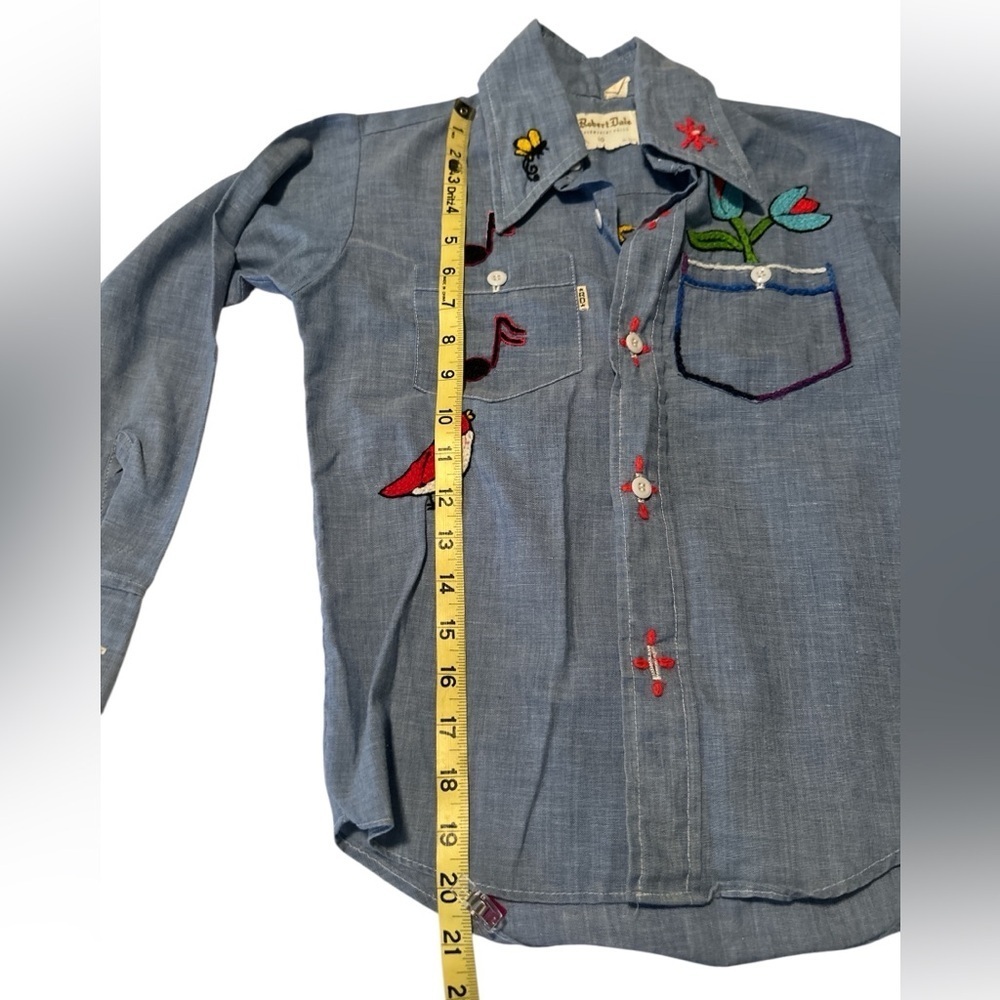 Robert Dale Chambray shirt with embroidery size 10 - Picture 5 of 8